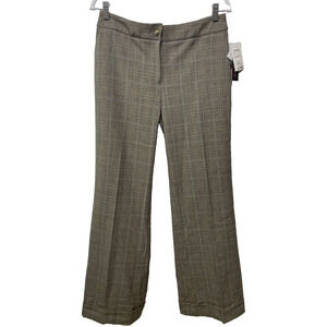 Willi Smith Vtg Y2K Brown Window Pane‎ Plaid Slacks Pants Wide Leg Womens 10 NWT